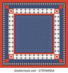 ethnic scarf design with red and blue color combination