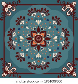 ethnic scarf motif with a mandala motif