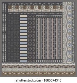 Ethnic scarf pattern design. Fabric and textile ornament