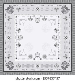 Ethnic scarf pattern design on monochrome color