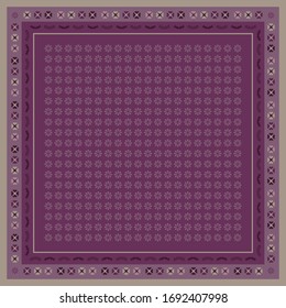 Ethnic scarf pattern design on purple. Hijab motif