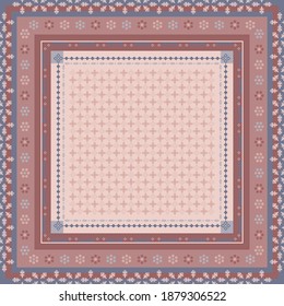 Ethnic scarf pattern design on pink. Hijab design motif