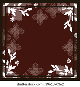 Ethnic scarf pattern design on a maroon background