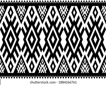 Ethnische, nahtlose Azteken-Muster-Illustration Design in schwarz-weißer Farbe genannt Ikat, geometrisches Muster, Indianerinnen, Navajo, Inca