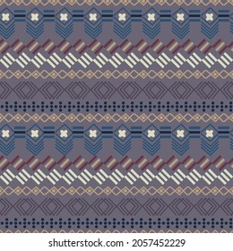 Ethnic seamless background with geometric pattern. Colorful background in traditional tribal folk style. Design for textile, cover, wallpaper, gift packaging, printing.