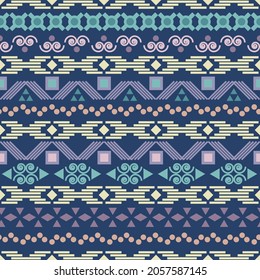 Ethnic seamless background with geometric pattern. Colorful background in traditional tribal folk style. Design for textile, cover, wallpaper, gift packaging, printing.