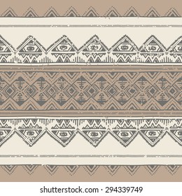 Ethnic seamless background. Tribal geometric color pattern. Hand drawn. Vector illustration handmade.