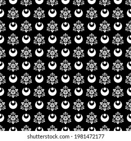 Ethnic seamless black and white pattern with stylized dragons. Japanese style. 