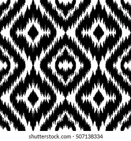 Ethnic seamless black and white pattern. Boho abstract textile print. Geometric wallpaper