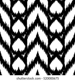 Ethnic seamless black and white pattern. Boho textile print. Geometric wallpaper with abstract pigtails.