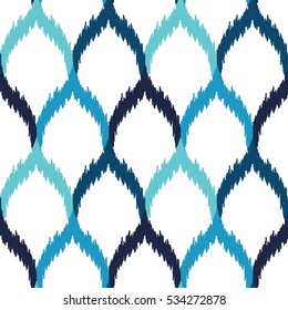 Ethnic seamless blue and white pattern. Boho textile print. Geometric wallpaper with abstract tile. Winter background.