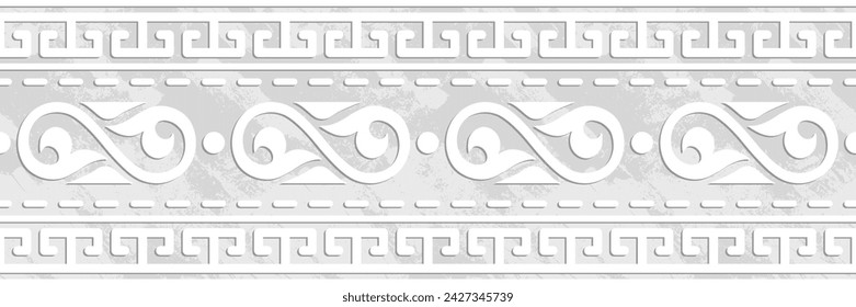 Ethnic seamless border, light gray background on the theme of Turkic art, vector design, banner