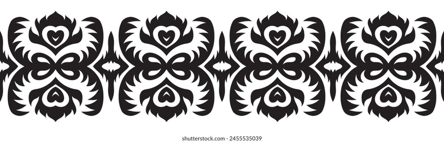 Ethnic seamless border pattern. Ornament vector illustration. Classic ornate element. Baroque floral vintage style. Decorative border design for frame, textile, fabric, clothing, carpet, curtain, rug.
