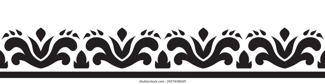 Ethnic seamless border pattern. Ornament vector illustration. Classic ornate element. Baroque floral vintage style. Decorative border design for frame, textile, fabric, clothing, carpet, curtain, rug.