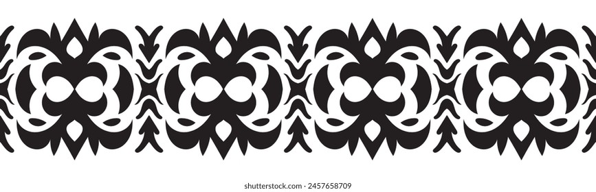 Ethnic seamless border pattern. Ornament vector illustration. Classic ornate element. Baroque floral vintage style. Decorative border design for frame, textile, fabric, clothing, carpet, curtain, rug.