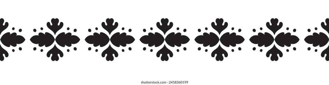 Patrón de frontera sin fisuras étnicas. Ilustración vectorial de adorno. Clásico elemento ornamentado. Estilo vintage floral barroco. Diseño de borde decorativo para marco, textil, tela, ropa, alfombra, cortina, alfombra.