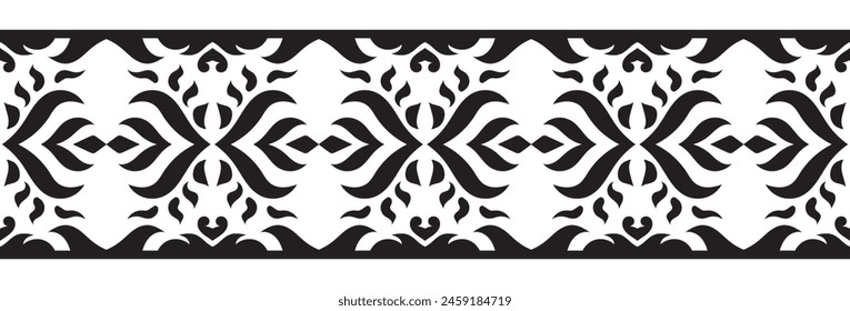 Ethnic seamless border pattern. Ornament vector illustration. Classic ornate element. Baroque floral vintage style. Decorative border design for frame, textile, fabric, clothing, carpet, curtain, rug.