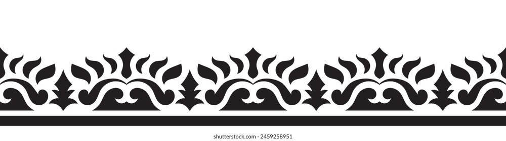 Ethnic seamless border pattern. Ornament vector illustration. Classic ornate element. Baroque floral vintage style. Decorative border design for frame, textile, fabric, clothing, carpet, curtain, rug.