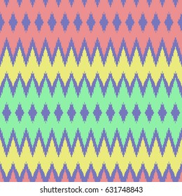 Ethnic seamless colorful pattern. Boho abstract textile print. Geometric pastel children wallpaper.