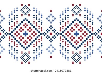 Ethnic seamless design.Geometric folklore ornament.Beautiful tribal ethnic vector texture.Cross stitch seamless textile  embroidery. Scandinavian folk pattern for products,fabric,wrapping,print,deco.
