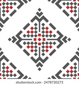Ethnic seamless design.Geometric folklore ornament.Beautiful tribal ethnic vector texture.Cross stitch seamless textile embroidery. Scandinavian folk pattern for products,fabric,wrapping,print,deco.