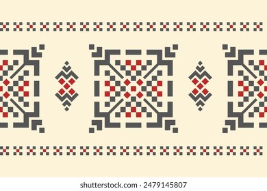 Ethnic seamless design.Geometric folklore ornament.Beautiful tribal ethnic vector texture.Cross stitch seamless textile embroidery. Scandinavian folk pattern for products,fabric,wrapping,print,deco.