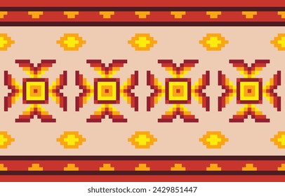 Diseño étnico sin costuras. Adorno de patrón tradicional geométrico. Textura de vector étnico tribal. Bordado textil sin costuras de punto de cruz. Patrón folk escandinavo para productos, tela, envoltura, impresión, decoración.