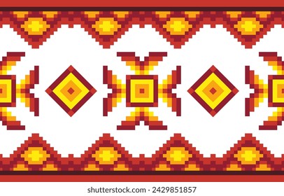 Ethnic seamless design.Geometric traditional pattern ornament.Tribal ethnic vector texture.Cross stitch seamless textile embroidery. Scandinavian folk pattern for products,fabric,wrapping,print,deco.