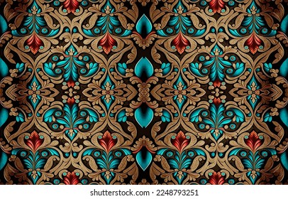 Ethnic seamless fabric pattern. Abstract traditional folk antique vintage retro graphic line. Fabric textile vector illustration ornate elegant luxury style. Art print for clothing, background.