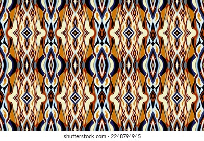 Ethnische nahtlose Gewebemuster. Abstrakte traditionelle volkstümliche Vintage Retro unscharfe grafische Linie. Stofftextilen Vektorgrafik verzieren eleganten Luxusstil. Kunstdruck auf Kleidung, Hintergrund