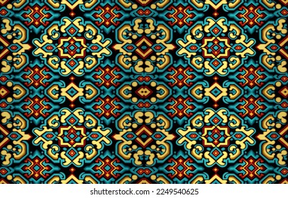 Ethnic seamless fabric pattern. Abstract traditional folk antique vintage retro graphic line. Fabric textile vector illustration ornate elegant luxury style. Art print for clothing, background.