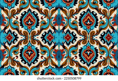 Ethnic seamless fabric pattern. Abstract traditional folk antique vintage retro graphic line. Fabric textile vector illustration ornate elegant luxury style. Art print for clothing, background.