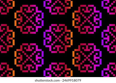 Ethnic seamless fabric pattern, colorful rainbow colors.