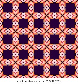 Ethnic Seamless Fashion Pattern. Boho Style Decoration Background Texture. Cool Ethnic Ornament. Repeating Cloth, Textile, Wrapping Paper, Ad Backdrop. Retro Seamless Fabric Pattern