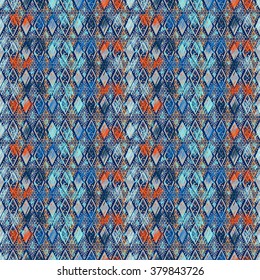 Ethnic seamless geometric pattern. Bright colored structure of the traditional folk forms.