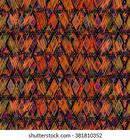 Ethnic seamless geometric pattern. Bright colored structure of the traditional folk forms. For the design and decoration background, wallpaper, packaging, fabrics, textiles.