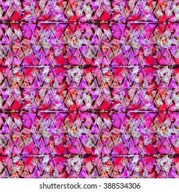 Ethnic seamless geometric pattern. Bright colored structure of the traditional folk forms, hand drawn background. 
