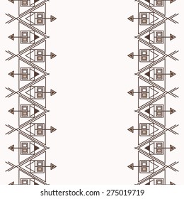 Ethnic seamless geometric pattern. Empty space for your text. Simple frame.