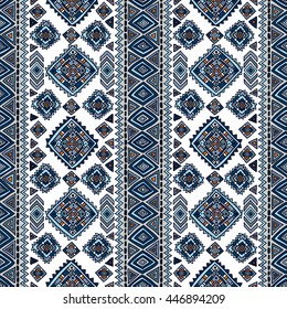 Ethnic seamless geometric pattern, traditional tribal motifs in folk style, color texture, background.