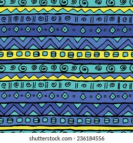 Ethnic seamless hand draw abstract ornament. Vector  illustration. Neon color.