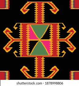 Rama geométrica folclórica tradicional con un patrón de killim sin fisuras.