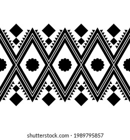 Ethnic seamless monochrome pattern. Aztec geometric background. Tribal print. Navajo fabric. Modern abstract wallpaper. Vector illustration. For paper, textile design.