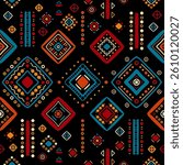Ethnic seamless in native style. Vector pattern with African art decoration tribal geometric shape symbols. Folk background vector. Tent boarder backdrop. Abstract Aztec line motif