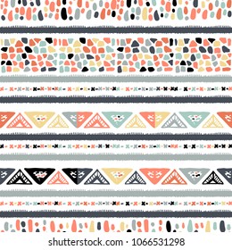 Ethnic seamless in native style. Vector pattern with American Indian symbols. Hand-drawn background vector. Tent boarder pattern