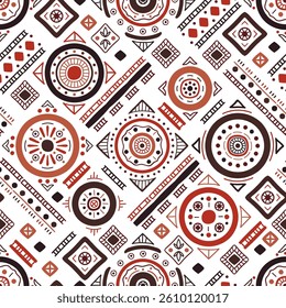 Ethnic seamless in native style. Vector pattern with African art decoration tribal geometric shape symbols. Folk background vector. Tent boarder backdrop. Abstract Aztec line motif
