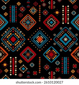 Ethnic seamless in native style. Vector pattern with African art decoration tribal geometric shape symbols. Folk background vector. Tent boarder backdrop. Abstract Aztec line motif