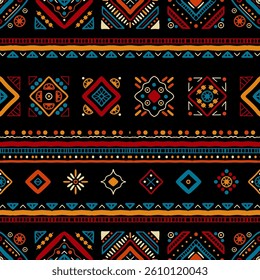 Ethnic seamless in native style. Vector pattern with African art decoration tribal geometric shape symbols. Folk background vector. Tent boarder backdrop. Abstract Aztec line motif