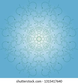Ethnic seamless nature pattern ornament. Green leaves art mandala circle. Vector pattern
