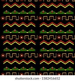 ethnic seamless pattern. Abstract background with colored stripes, Mayan style, Mexico, Brazil. Ancient tribal ornament