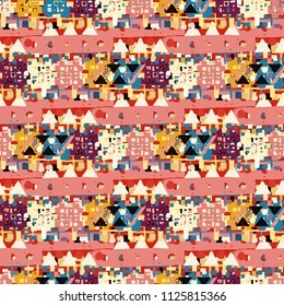 Ethnic seamless pattern. Abstract geometric background texture. Patchwork